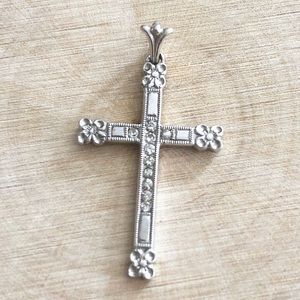 White Gold & Diamond Cross Pendant